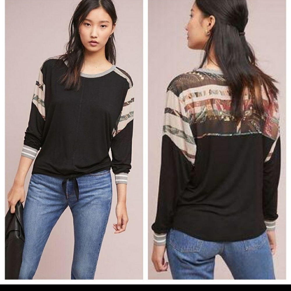 Anthropologie Pippa Top by Tiny Dolman Tie Front